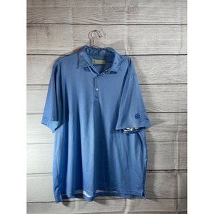 Donald Ross - Men Blue White Polka Dot Short Sleeve Golf Polo - Size XL